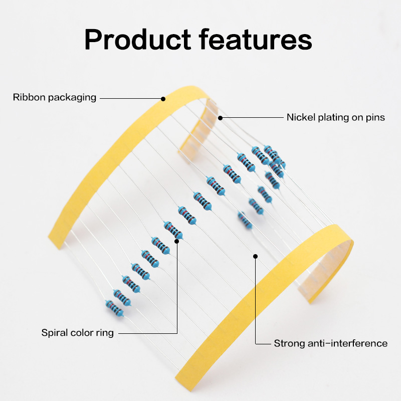 300/600PCS 1/4W Kit de resistencias de película metálica Resistencia 1% 30 valores 10 Ohm ~ 1M 0,25 w Juego de resistencias