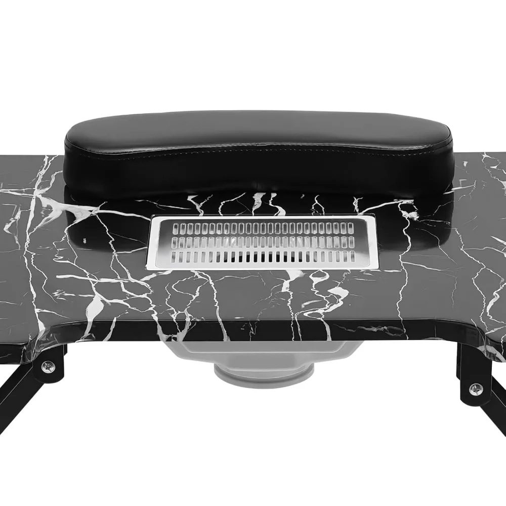 Mesa de manicure dobrável com sucção Mesa de manicure portátil portátil com 360 °   Mesa de manicure para estúdio de unhas com rodas