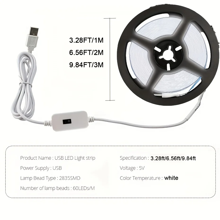 USB LED Lights Strip DC 5V Smart Dimmer Gesture Sensor Switch Control 60LEDs/m Backlight LED Ribbon Tape TV Lamp Room Decoration