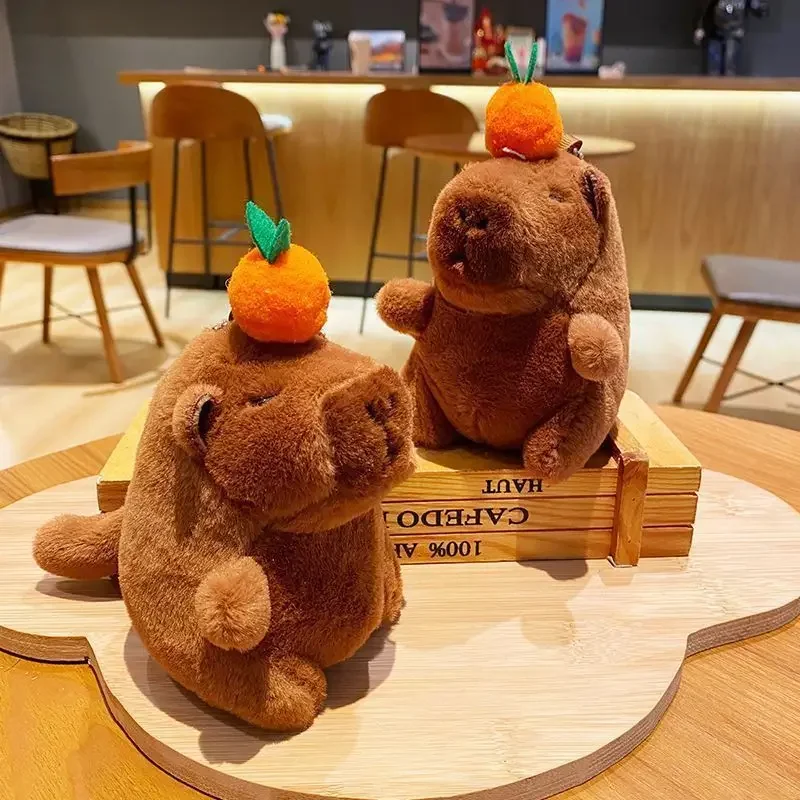 Porte-clés en peluche kaki, queue de vol, Capybara, mignon, poupée en peluche, jouet, pendentif pour sac d'école, cadeau, 1 à 20 pièces