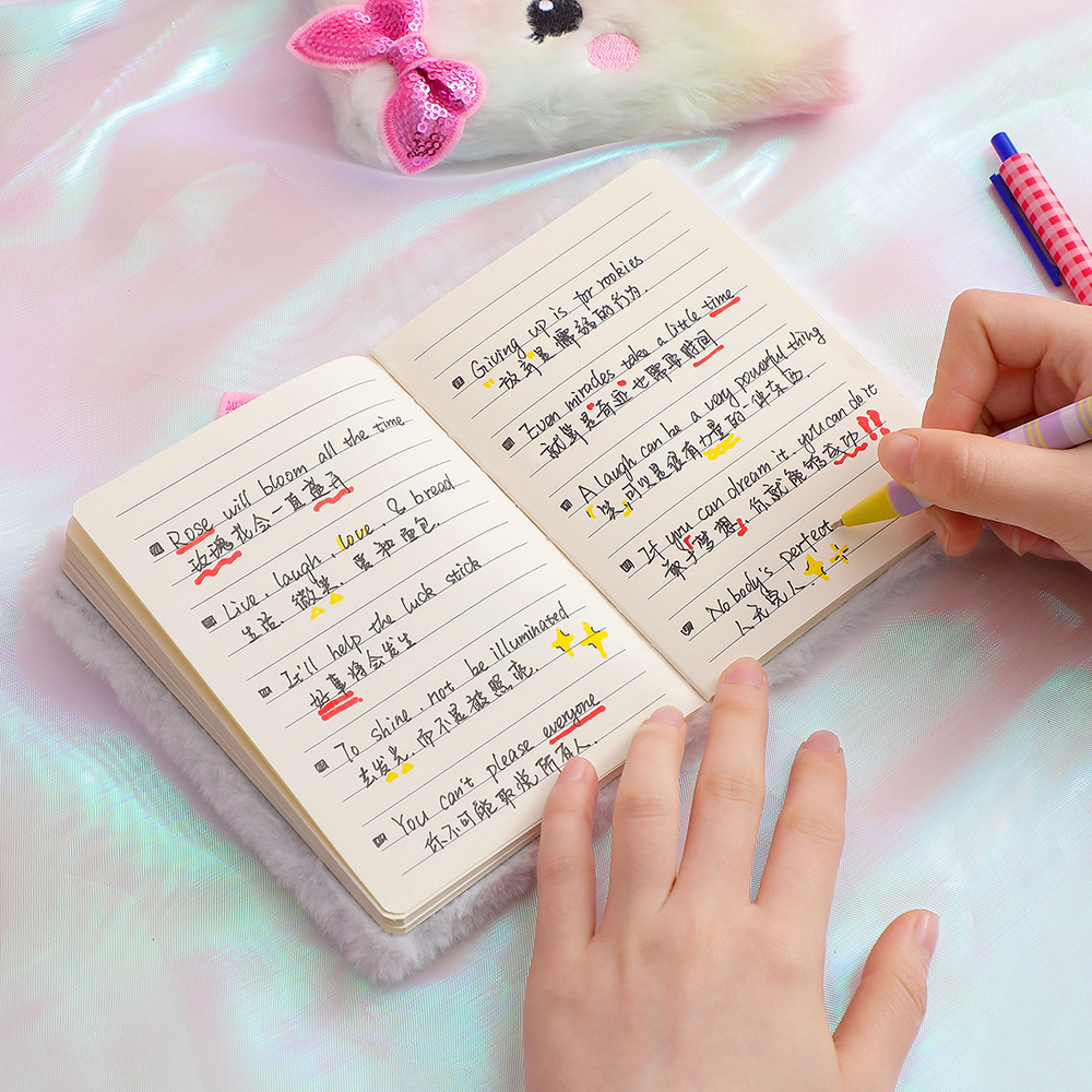 Cartoon Cat Small Diary Book Girl Cute Plush Note Book Student Hand Ledger Birthday Gift Notebook Girl