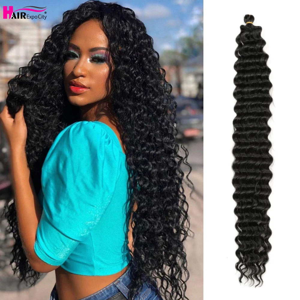 22-28 Inch Freetress Sâu Xoắn Móc Tóc Tổng Hợp Tự Nhiên Thắt Bím Tóc Ombre Móc Bện Tóc Cài Tóc Đẹp Sang Trọng Hội Chợ Triển Lãm thành Phố