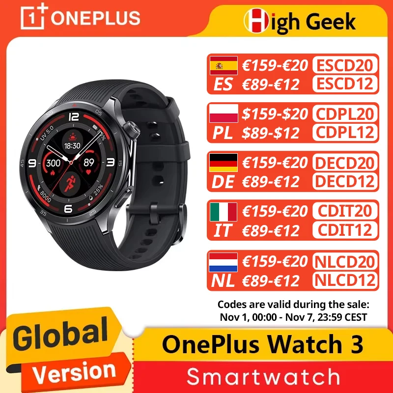 Globalna wersja inteligentnego zegarka OnePlus Watch 3 1,50 cala Wyświetlacz LTPO AMOLED Procesor Snapdragon W5 Dwuczęstotliwościowy GPS Wear OS