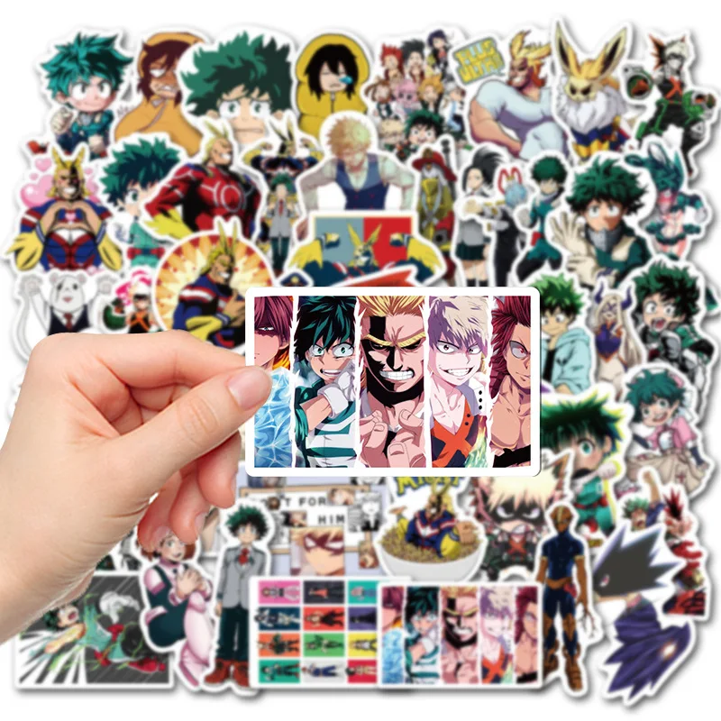 สติกเกอร์อนิเมะ My HERO Academy ของฉัน100ชิ้นกระเป๋าเดินทางสเก็ตบอร์ดเคสโทรศัพท์กันน้ำแพ็คสติกเกอร์น่ารักแล็ปท็อปผิวของเล่นเด็ก