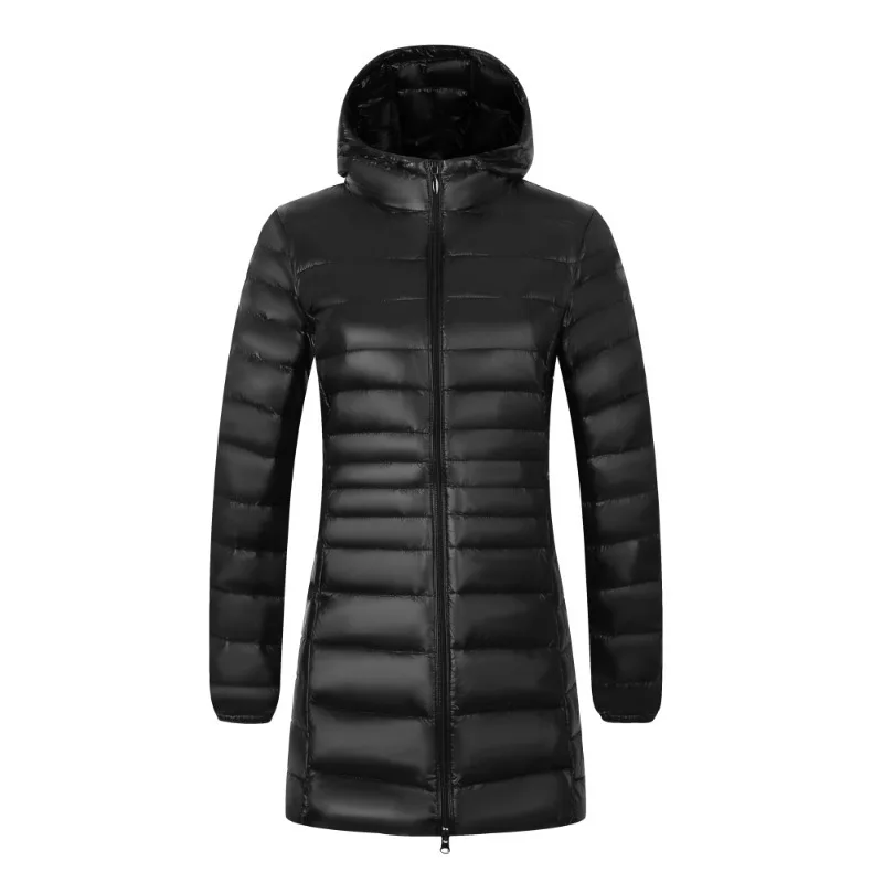 12 cores mulheres longo quente luz para baixo jaqueta senhoras moda com capuz com saco de armazenamento portátil puffer casacos femininos