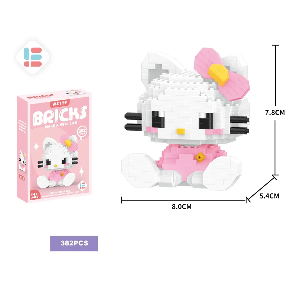 Anime Figure Hello Kitty Building Blocks Pikachu Building Blocks for LEGO Charmander 3D Puzzle Model Toy Children Birthday Gifts