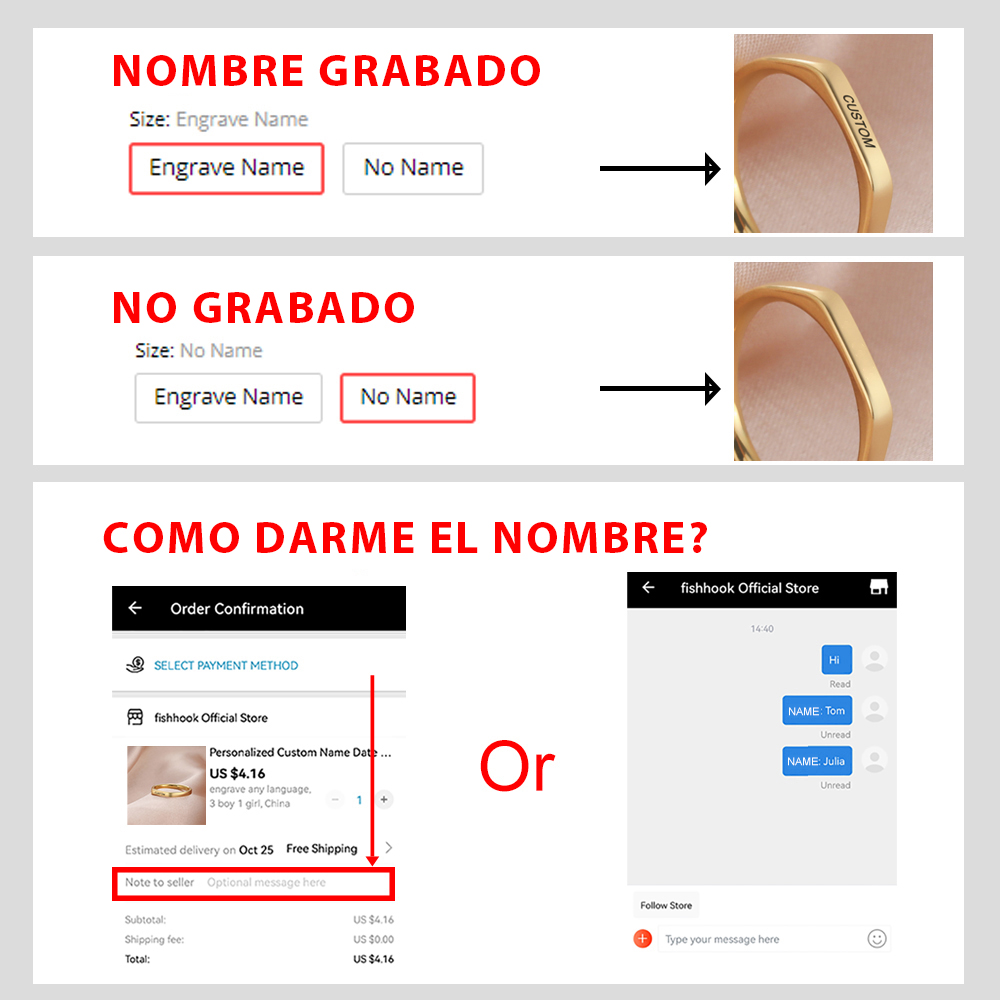 Anillos de dedo grabados con nombre, anillo personalizado, regalo para mujer, hombre, boda, boda, joyería de acero inoxidable de Color plateado