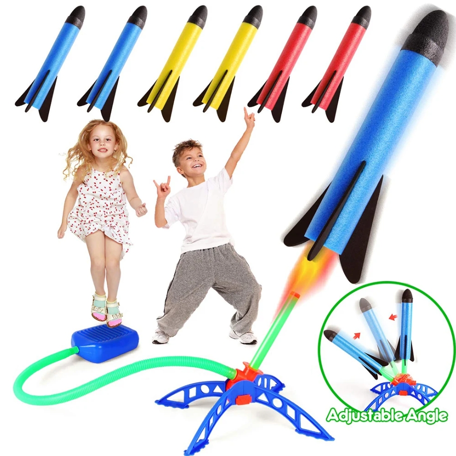 Foot Pump Launcher for Kids, Outdoor Pressed Stomp Soaring Toys, Child Play Set, Jump Sport Games for Children