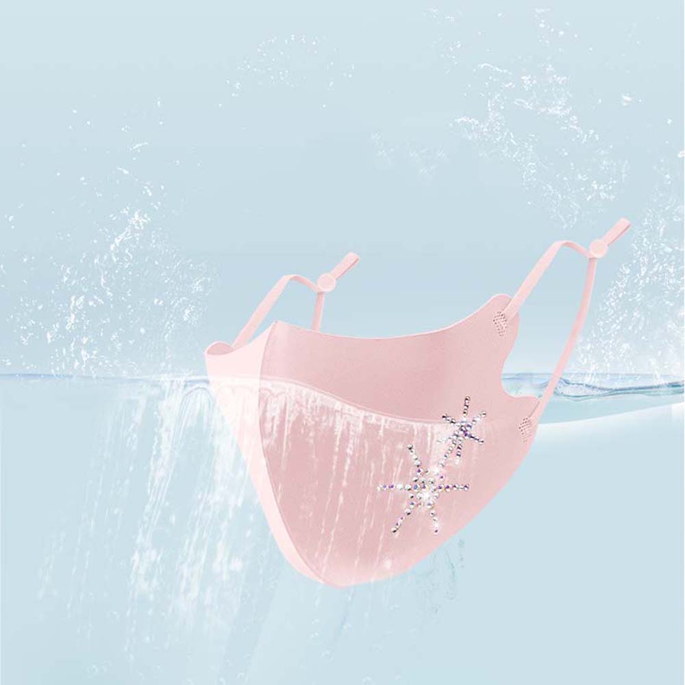 Mascarilla facial ajustable y reutilizable, máscara antipolvo con diamantes de imitación, protección solar, para el cuidado de la salud