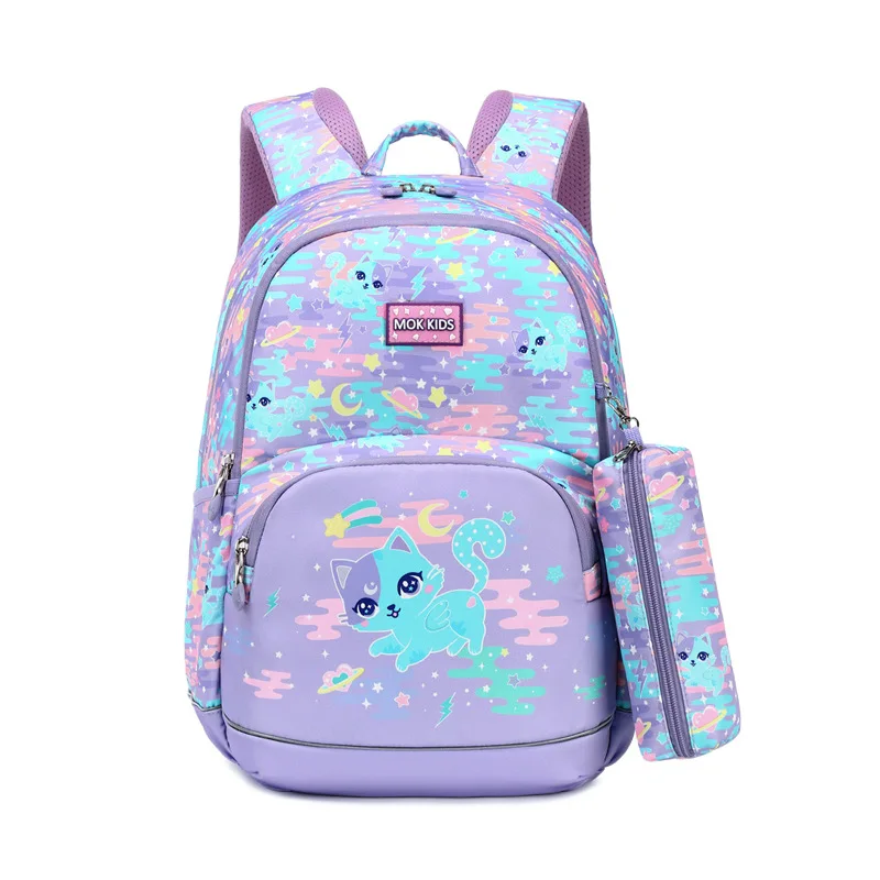 MOK new primary school bag 1-3-6 grade girls lightweight backpack children's backpack pencil bag set