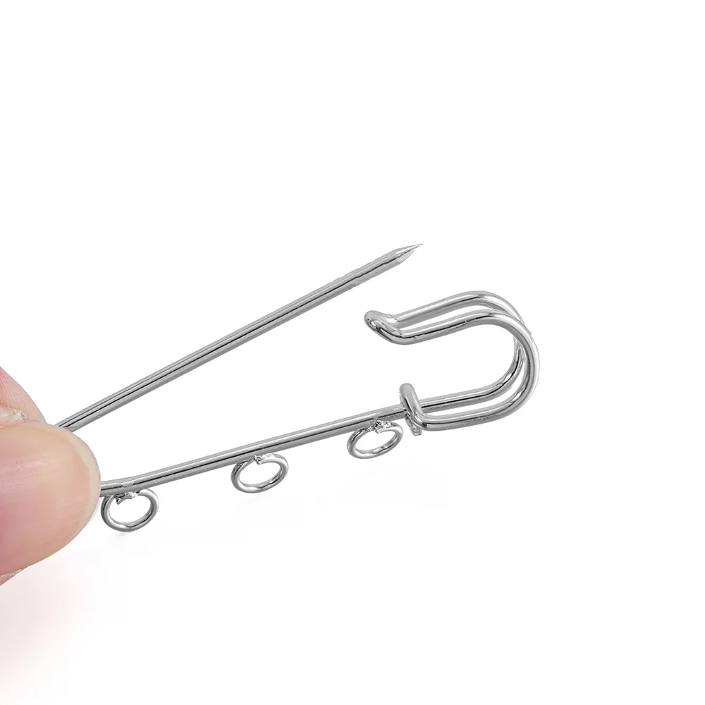 10 pçs/lote Alfinetes de Segurança Broche Base Em Branco Broche Pinos 50/80/90mm Pinos 3/5 Anéis Pin de Jóias para Fazer Jóias Suprimentos Acessórios