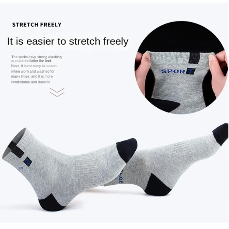 Calcetines deportivos profesionales para hombre, medias de tubo medio que absorben el sudor, para correr, baloncesto y montar al aire libre, transpirables, lote de 5 pares