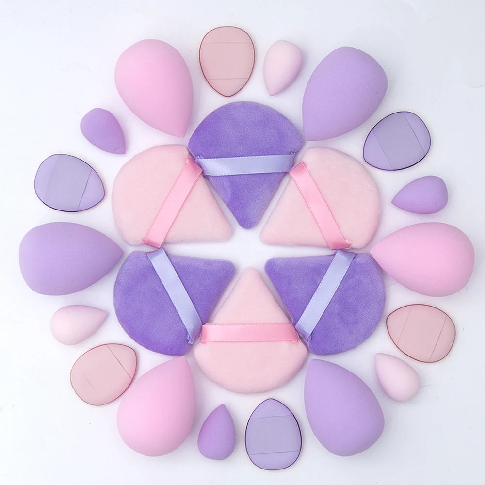 12 pezzi di detergente per il viso possono essere riutilizzato, realizzato in spugna morbida e delicata sulla pelle, soffio per trucco, mini polvere di peluche a triangolo