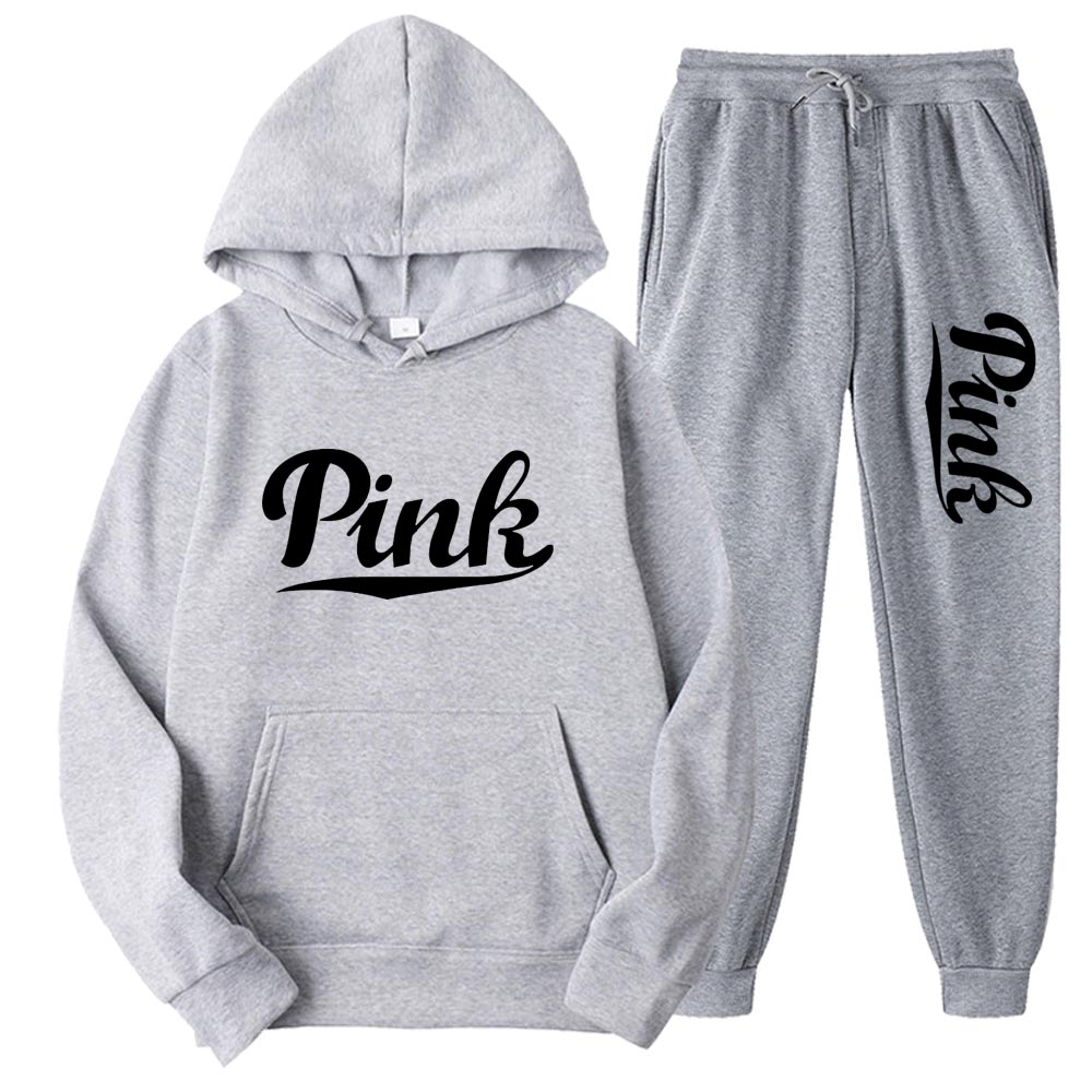 Hot Sale Women Autumn Clothing Set Letter Printing Hooded Sweatshirt Sweatpants Casual Jogging Suit Female Outwear and Trousers