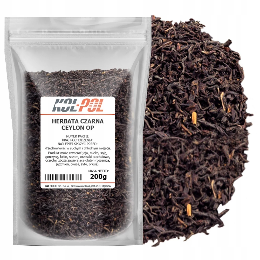 HERBATA CZARNA CEYLON OP 200g Liściasta naturalna cejlońska jakość Kol-Pol