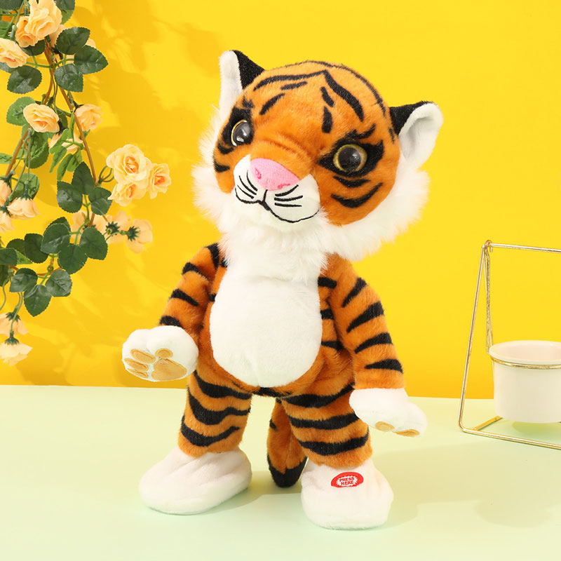 Robô tigre brinquedo eletrônico de pelúcia animal estimação dança cantando canção jogar cabeça música elétrica robótico tigre para crianças presente aniversário