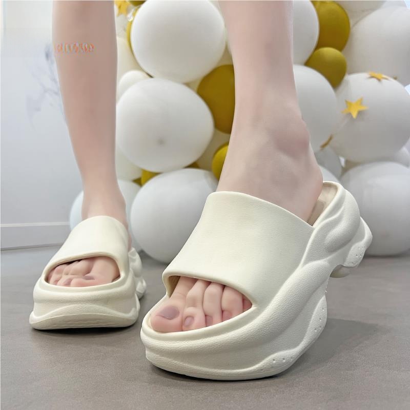 Thick Heel Slippers Women's Summer Fashion Outdoor Wear Soft Bottom High Heels Business Sle Striped Pattern Gift Box Packaged