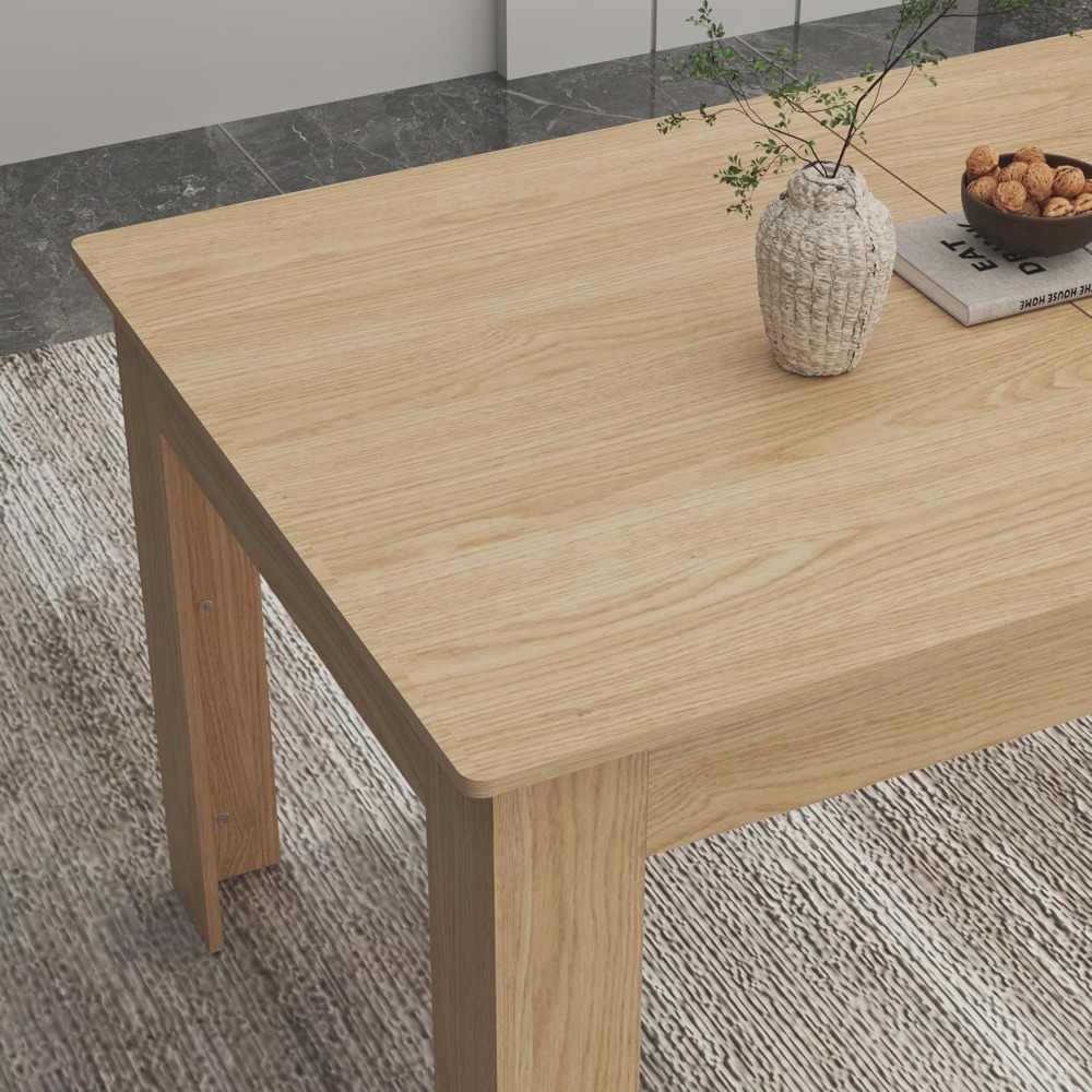 Extendable Dining Table for 6-10 Person, Wooden Dining Room Table, Modern Extendable Table for Gatherings