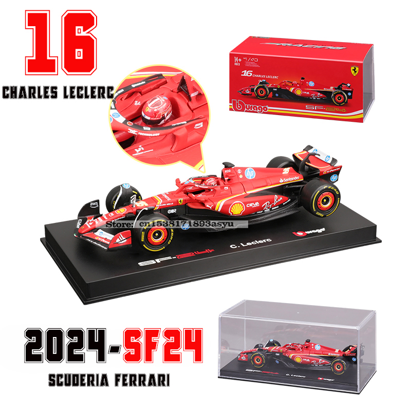 Bburago 1:43 2024 2023 F1 Scuderia Ferrari SF24 SF23 # 16-delecler # 55sainz jr legering luxe auto gegoten automodel speelgoedserie