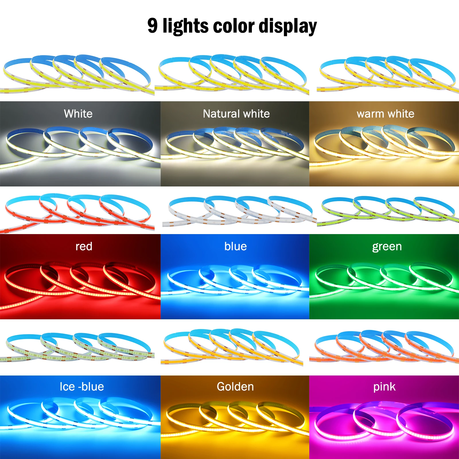 8MM COB LED Strip Light 5V 320LEDs/M Motion Sensor Dimmable Flexible LED Tape Ribbon USB/Battery Powered DIY Backlight for Room