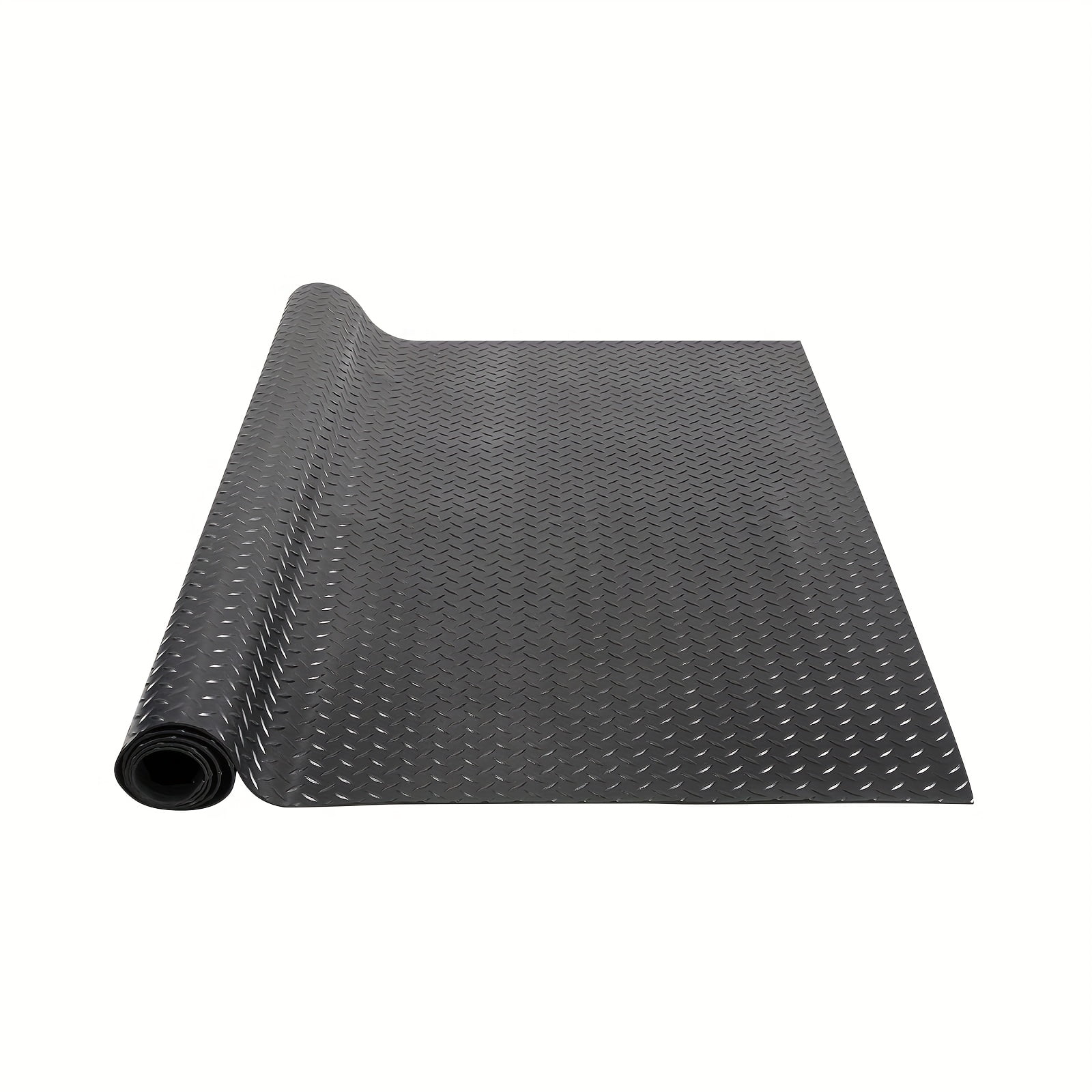 Diamond-Plate Rubber Flooring Roll, 3 mm x 4 ft x 15 ft Garage Floor Mat, SBR Rubber Garage Flooring Roll, Easy to Clean, Black