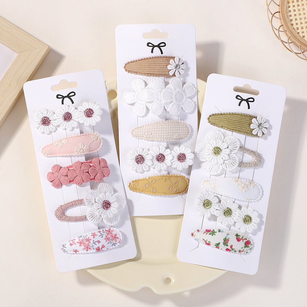 5 шт., детские заколки для волос с бантом BB, челка для девочек, заколки для волос с цветами ярких цветов, заколки для волос в форме капли ромашки, детские бантики