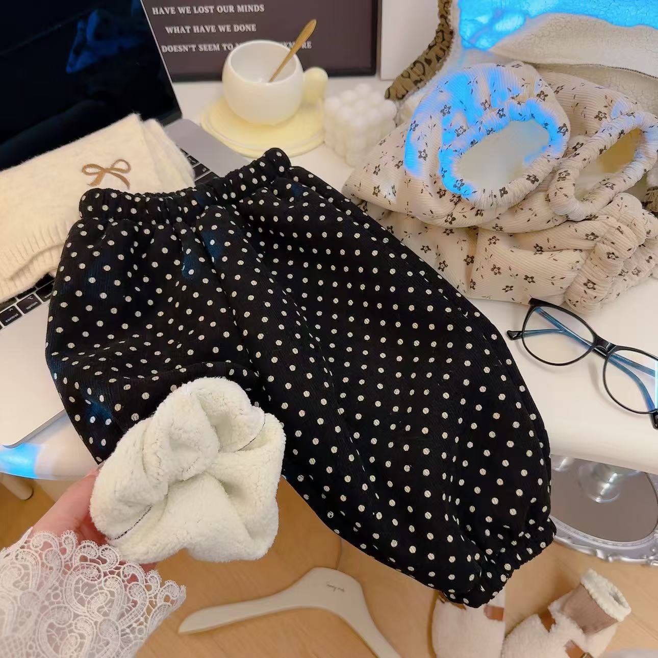 Зимние теплые детские штаны на флисовой подкладке от 1 до 8 лет, брюки с принтом для маленьких мальчиков и девочек, детская одежда в стиле ретро в горошек