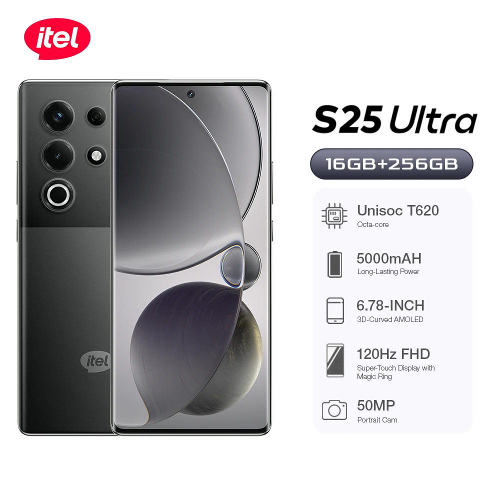 itel S25 Ultra  Smartphone 8GB+256GB 6.6-inch HD Side Fingerprint Super Power Saving 5000mAh Long Battery Life
