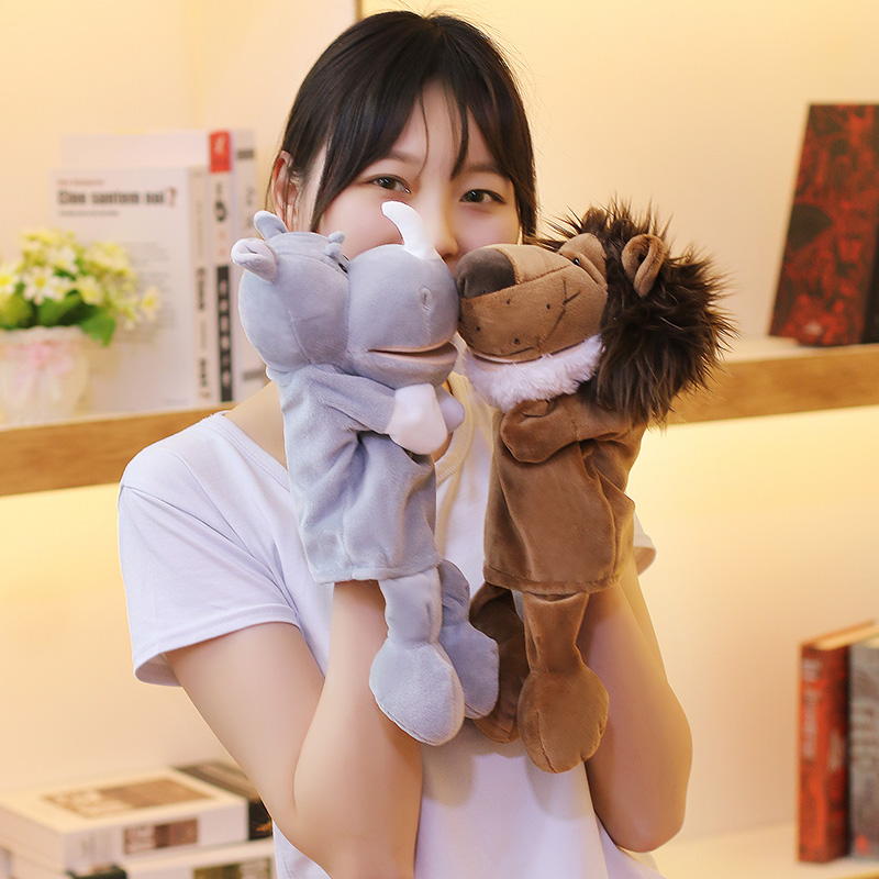 35 ซม.การ์ตูนสัตว์หุ่นมือเด็กเกมตุ๊กตาสิงโตช้างหมู Appease ของเล่นของขวัญวันเกิดสําหรับเด็ก