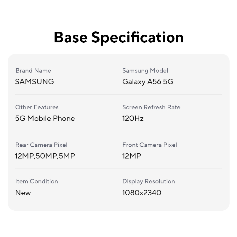 Samsung Galaxy A56 5G Smartphones Octa-Core 6,7 inch 120Hz 50MP Camera IP67