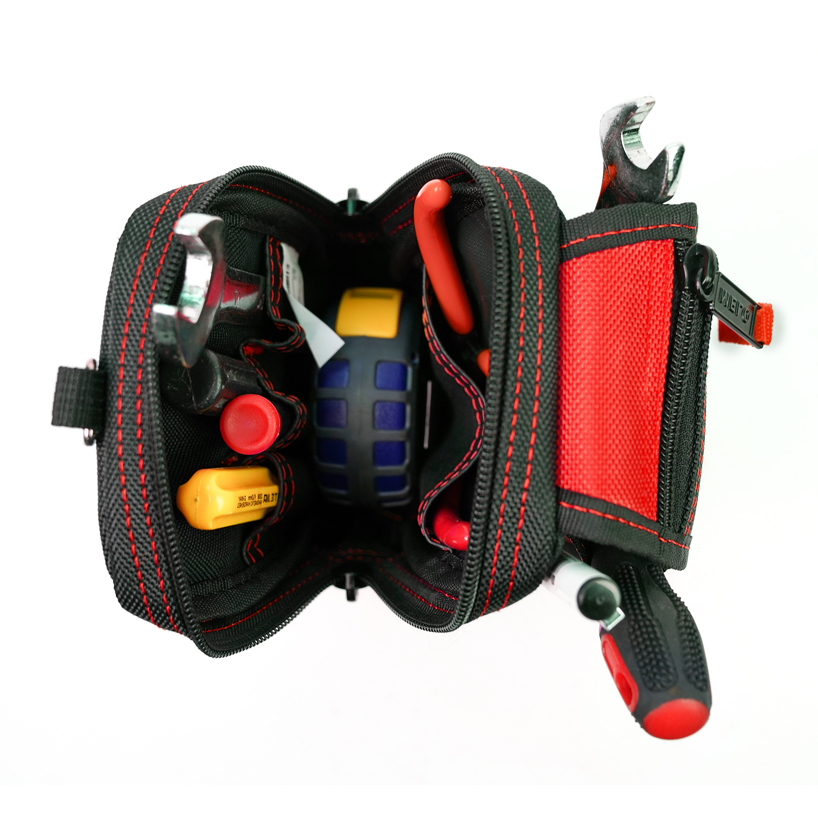 Tool Pouch with Various Sized Pockets and Electrical Tape Thong Hammer Holder Electricians Tool Bag