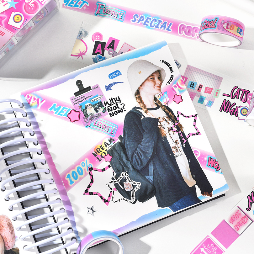 4Pcs 쿨 Washi 테이프 Scrapbooking 용품 Washi 테이프 일기 장식 Cinta Adhesiva Decorativa 한국어 편지지 마스킹 테이프