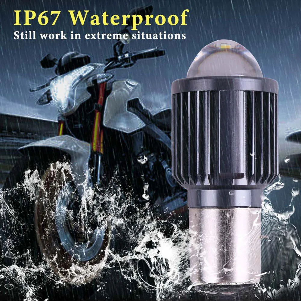 ไฟหน้ามอเตอร์ไซค์ LED H4 10000LM 1 ชิ้น H6 BA20D P15D พร้อมเลนส์ CSP สีขาวเหลือง ไฟสูง-ต่ำ สำหรับมอเตอร์ไซค์ สกู๊ตเตอร์ ไฟวิ่ง