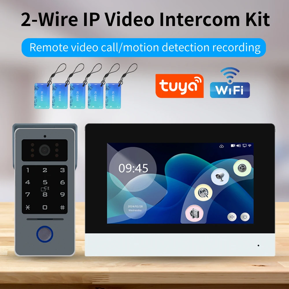 Tuya 1080P 7/10 inch kleuren-touchscreen video-intercomkit met 2-draads analoog en wifi voor RFID-toegangscontrolesysteem