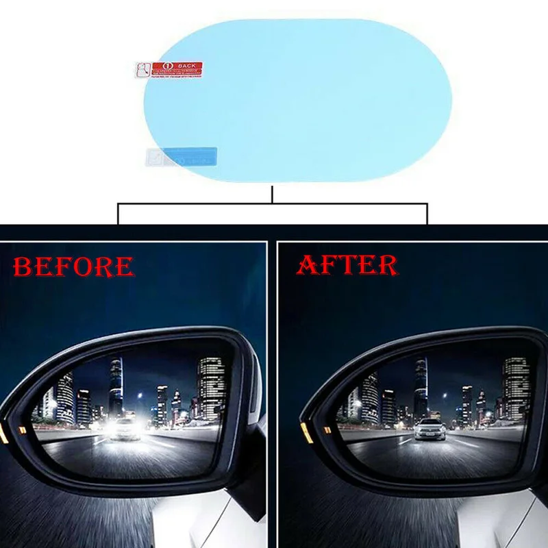 2 uds pegatina de coche película impermeable para espejo retrovisor de coche película de lluvia para espejo retrovisor de coche vista clara en días lluviosos