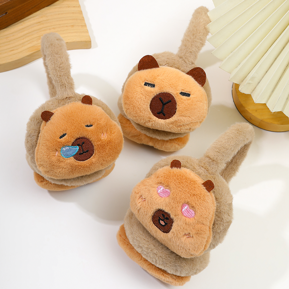 Capybara Healing Ohrenschützer |   Warme Plüsch-Ohrenschützer, süßes Drei-Ausdrucksdesign, warm und schön im Winter