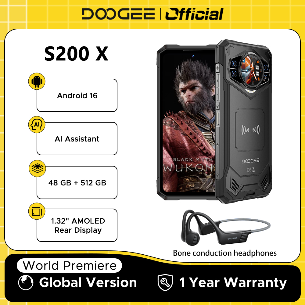 【Brand+】World Premiere DOOGEE S200 5G Rugged Phone 6.72" 120Hz Display 12GB RAM 256GB ROM 100MP AI Main Camera 10100mAh  NFC
