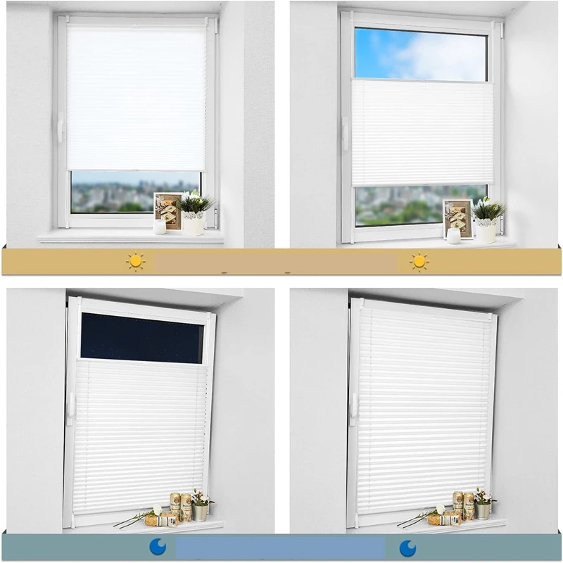 Pleated Blind - No Drilling Required - Pleated Blind with Klemmfix Brackets - Privacy Screen - Opaque Roller Blinds for Windows