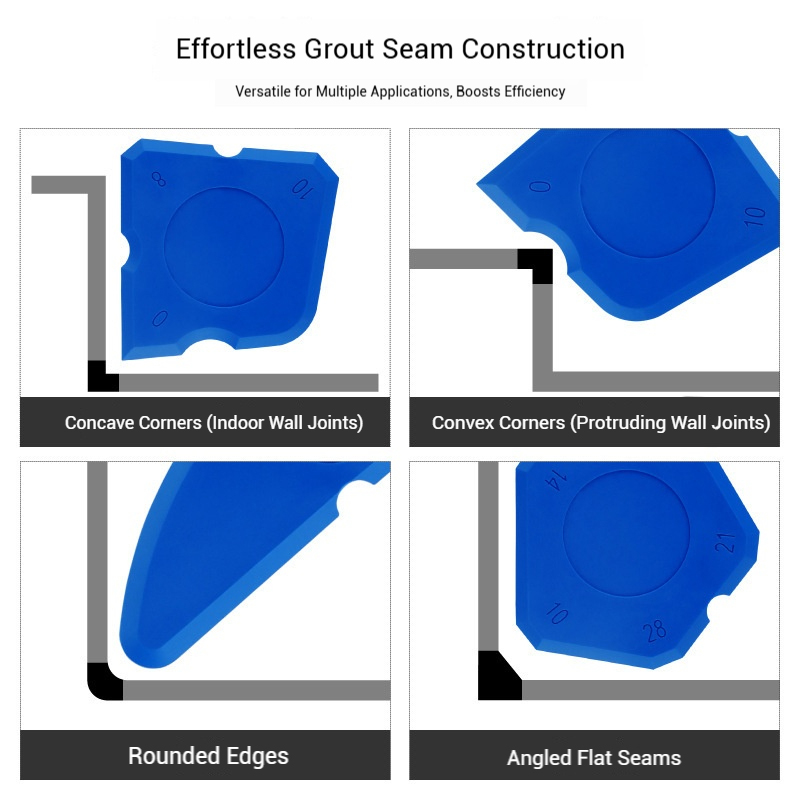 4-Piece Silicone Caulking Tool Set - Versatile, Easy Clean-up, & Professional Sealant Spreading