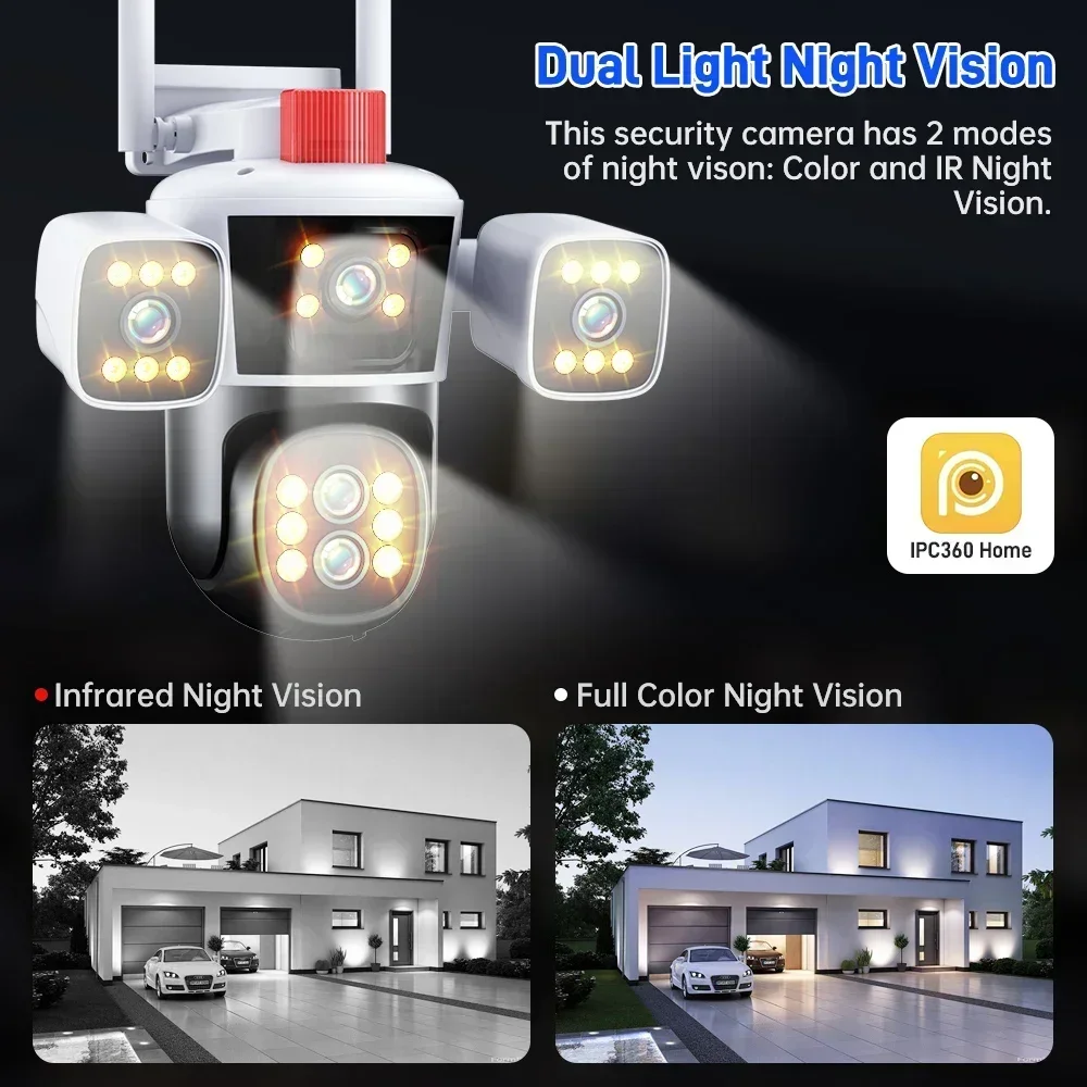 DIFANG 10K 20MP WiFi Security Camera Outdoor Three Screen 360° PTZ View Surveillance CCTV Camera IPC360 Home
