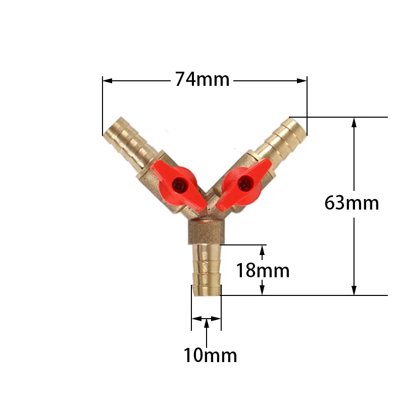 6 8 10 Mm ท่อ Barb Y-type ทองแดงเจดีย์ 3-way ทองเหลืองตัดวาล์วอุปกรณ์อุปกรณ์อะแดปเตอร์สําหรับการใช้, น้ํา, น้ํามัน, Air