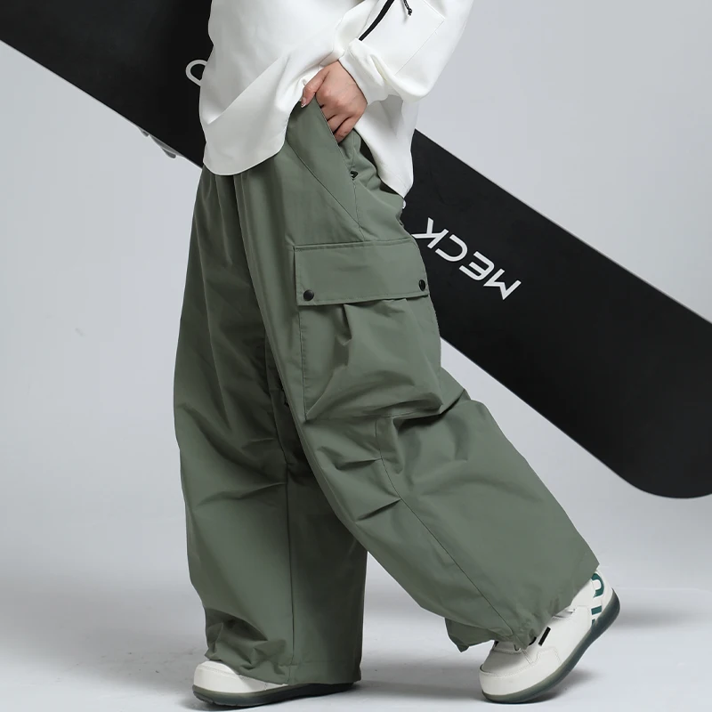 Spodnie narciarskie GSOU SNOW 2025, nowe, zimowe, outdoorowe, luźne w pasie, damskie i męskie, wodoodporne i ciepłe, profesjonalne spodnie snowboardowe i narciarskie.