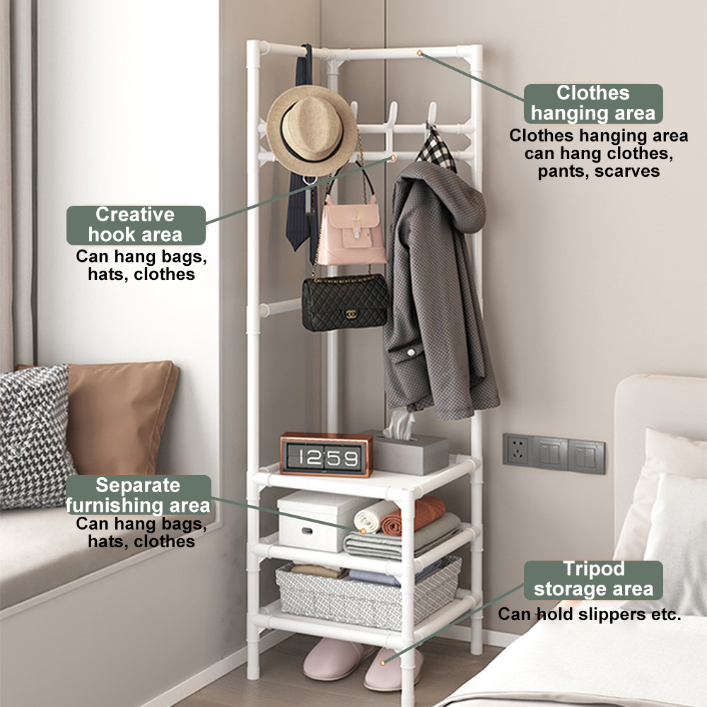 Corner Coat Hat Rack Multi-Layer Floor Standing Corner Hanger Corner Clothes Rack Save-space Clothing Storage Shelf