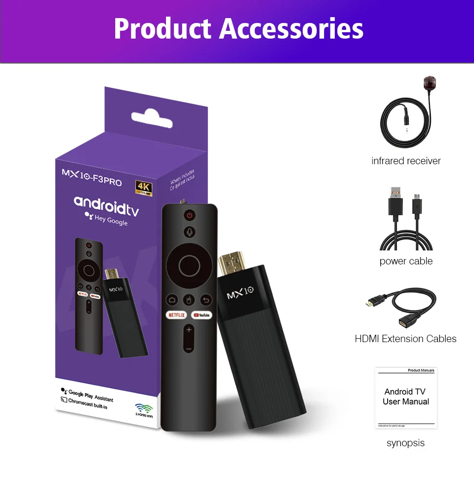 4K MX10 F3 PRO TV スティック 4k Fire TV スティック TV リモコン Android TV スティック クアッドコア Firestick 4k