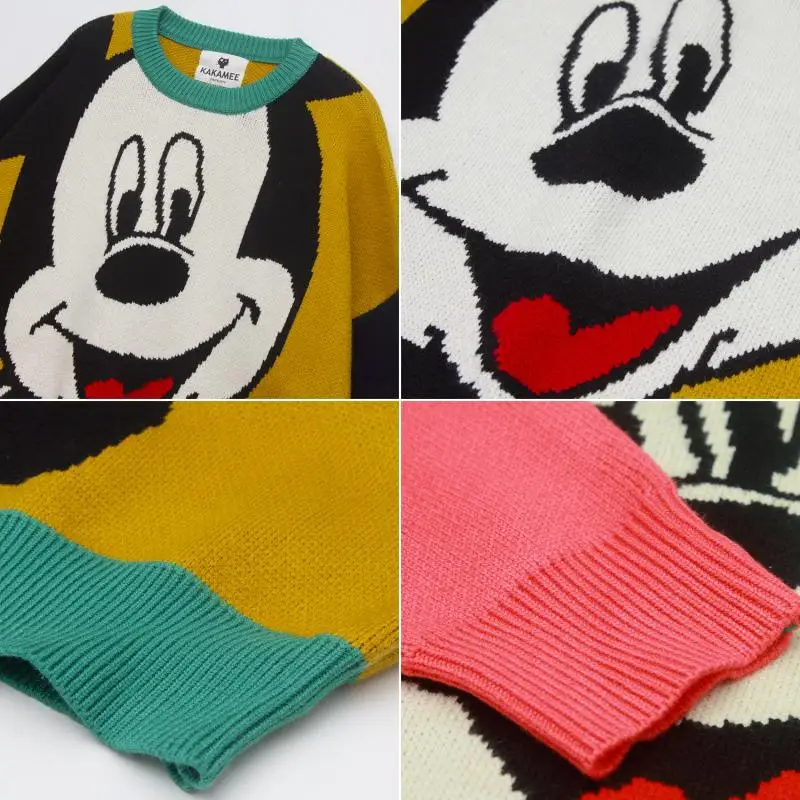 Pulls Disney Mickey pour femmes, manteau de dessin animé ample et confortable, automne et hiver, ample, sauvage, épais, hauts Kawaii