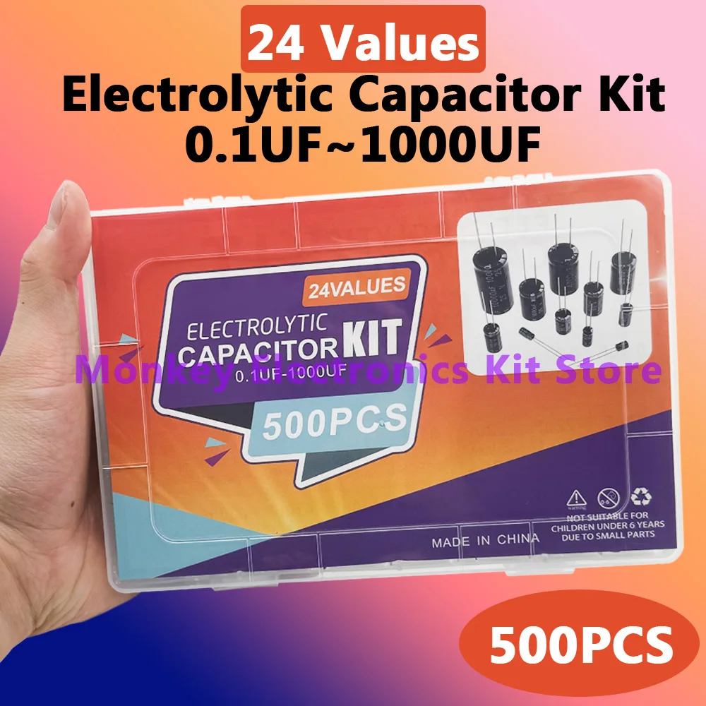 Bộ 500 24 Giá Trị 0.1UF-1000u Điện Phân Tụ Điện Hỗn Hợp Nhúng Chất Điện Giải Tụ Điện 10V 16V 25V 50V Điện Tử Bộ