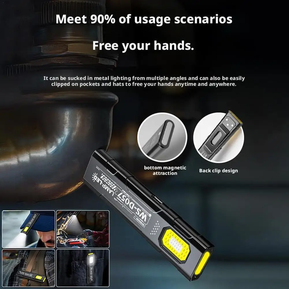 Mini LED Keychain Flashlight USB-C Rechargeable 800Lm Portable Torch Light Pocket Hand-free Work Light With Magnet