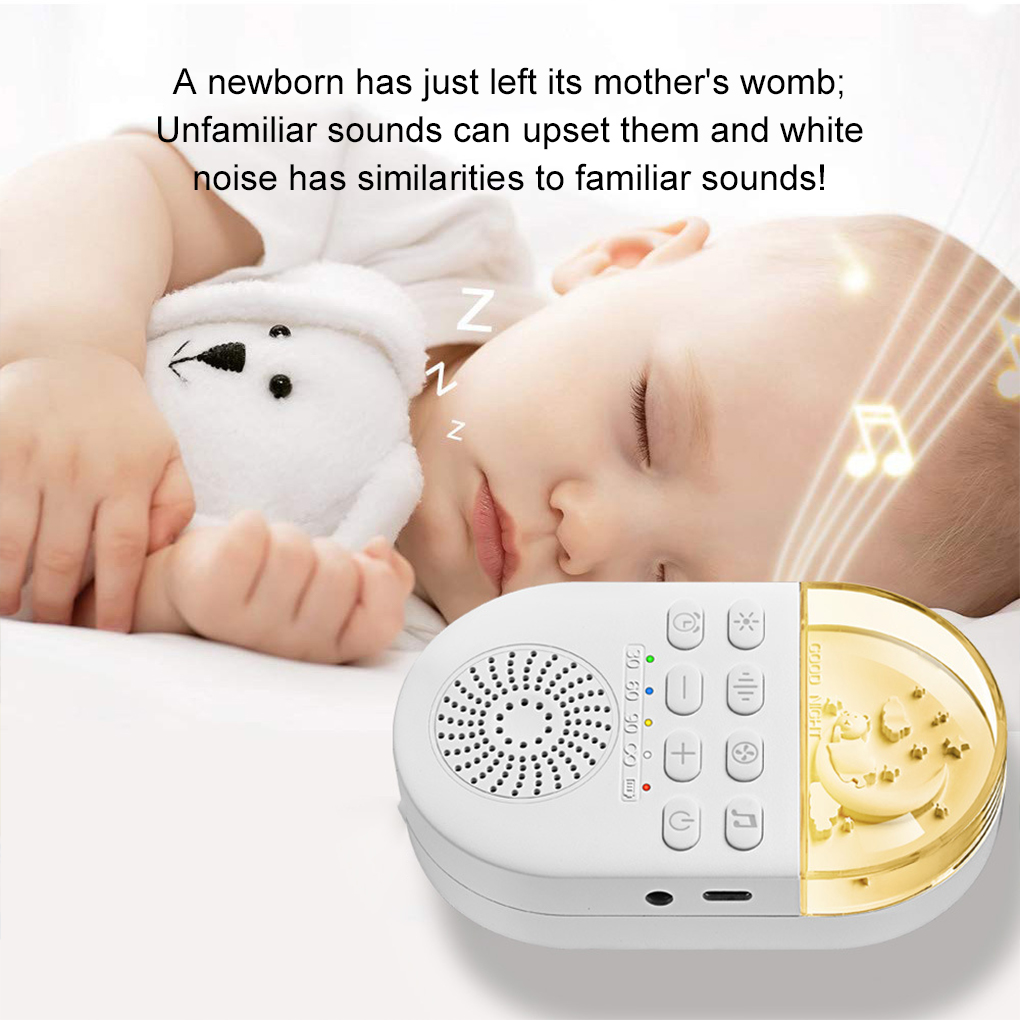 2025 máquina de ruído branco portátil bebê máquina de ruído branco 24 sons calmantes relaxamento do sono recarregável para viagens em casa