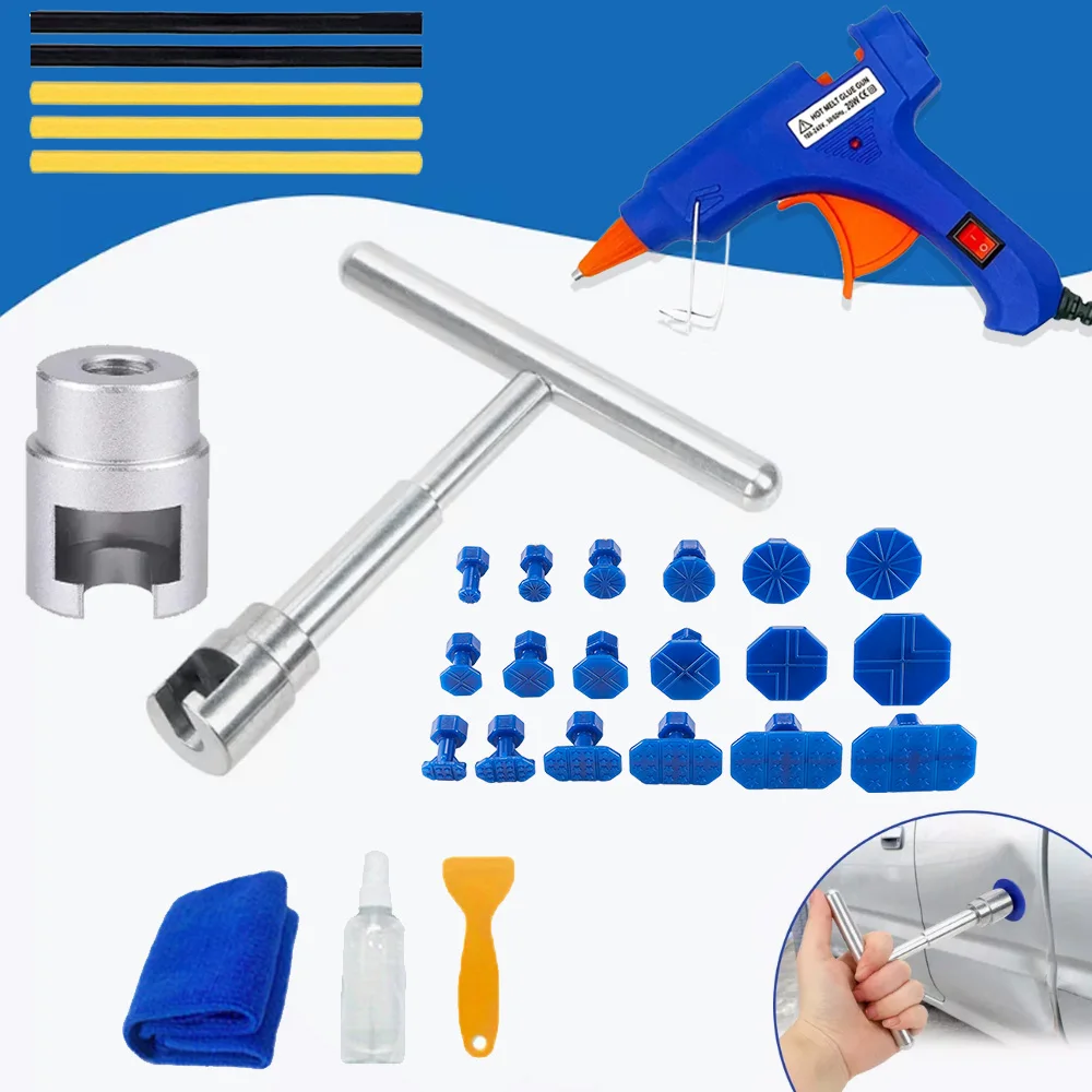 Acessórios do carro corpo removedor de amassados kit-t slide martelo extrator de amassados ferramentas para porta de geladeira de carro ding reparação