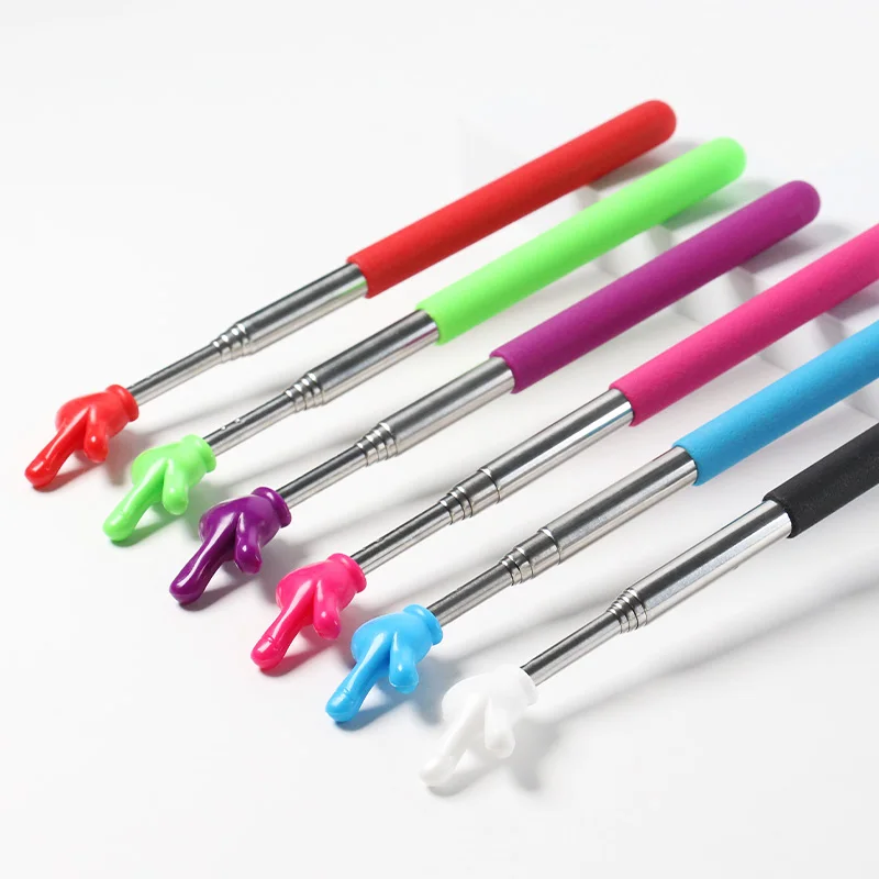 1Pc Retractable Teacher Pointer Finger Design StainlessSteel Telescopic School Teaching Pointer Stick Teacher Supplies Class